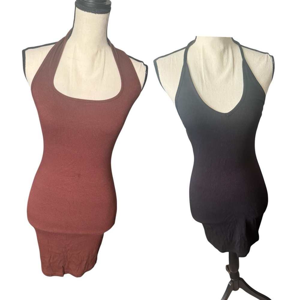 Two cotton Halter Neck Dress in Brown and Black